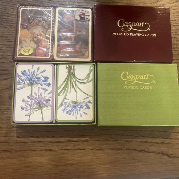 caspari Other - lot of 2 x Vintage Caspari Double Decks of  Playing Cards "FLOWERS And FRUIT